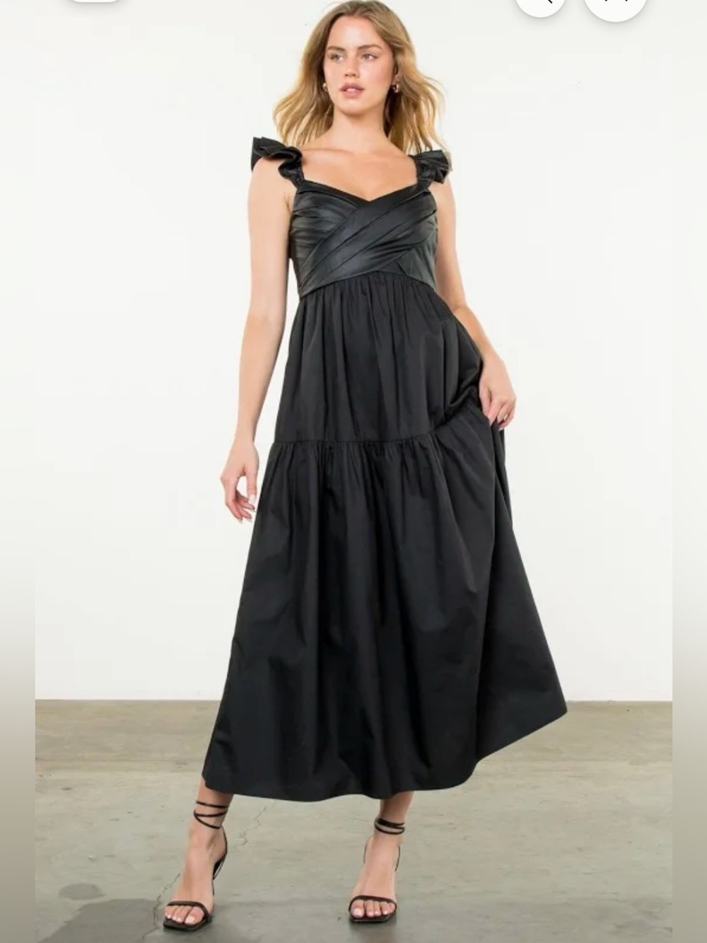 New With Tags THML Black Tiered Maxi Dress with Pockets Sz S